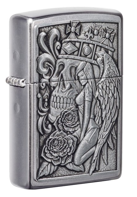ZIPPO LIGHTER SKULL AND ANGEL EMBLEM DESIGN 49442