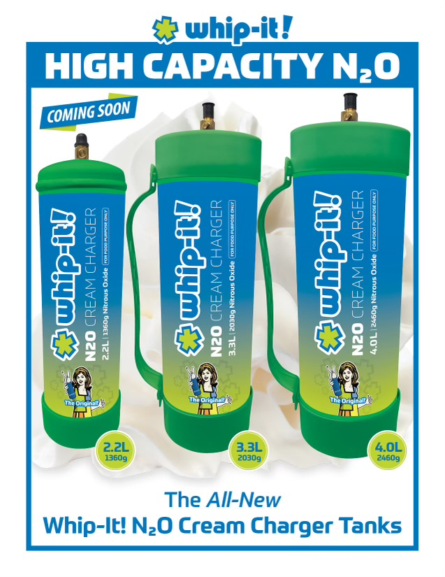 WHIP IT CYLINDER TANK NITROUS OXIDE CREAM CHARGER 4.0L BOX OF 2