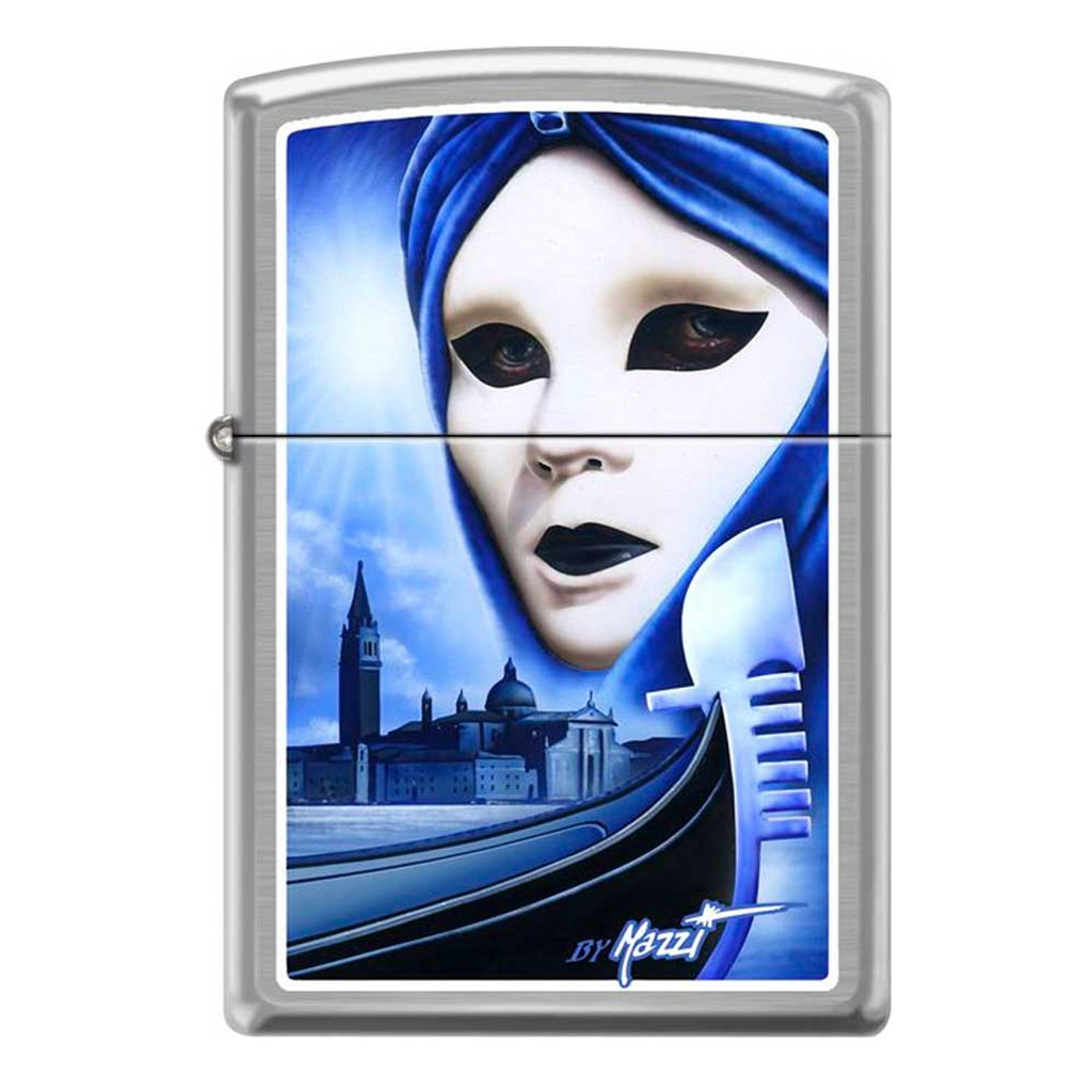 ZIPPO LIGHTER MAZZI ALIEN BRUSHED CHROME DESIGN