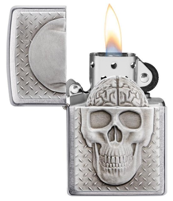 ZIPPO LIGHTER SKULL W/BRAIN SURPRISE 29818
