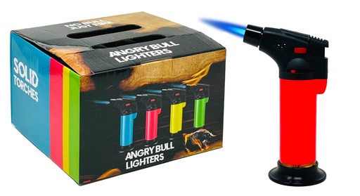 [ANGR-22049] ANGRY BULL TORCH LIGHTERS BOX OF 12 (SOLID COLORS)