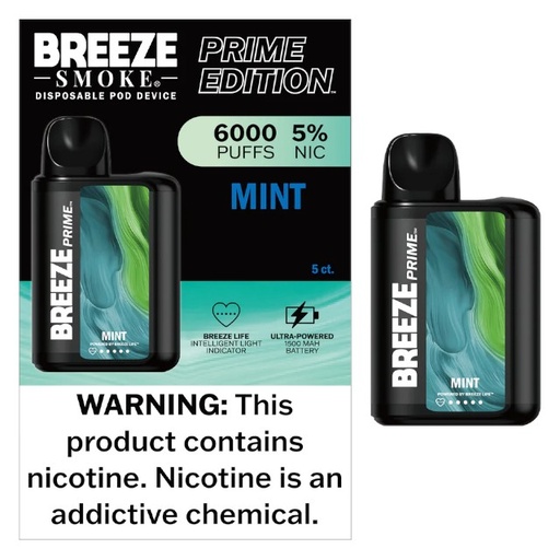 [BREE-23952] BREEZE SMOKE PRIME EDITION 5% DISPOSABLE 6000 PUFFS BOX OF 5 (MINT)