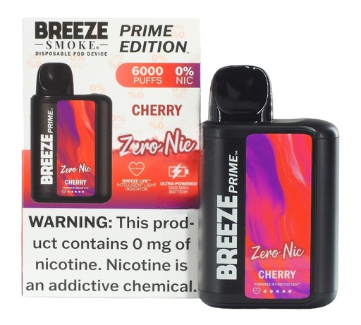 [BREE-27115] BREEZE SMOKE PRIME EDITION ZERO NIC 0% DISPOSABLE 6000 PUFFS BOX OF 5 (CHERRY)