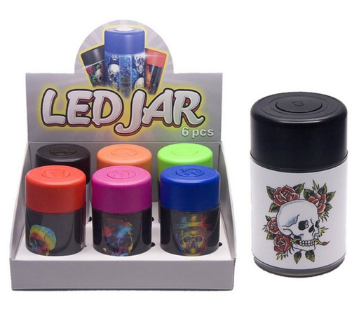[6 COLORS LED JAR] LED JAR ASSORTED COLORS & DESIGNS BOX OF 6