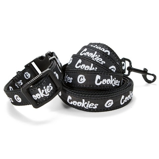 [COO-00077] COOKIES DOG LEASH & COLLAR (BLACK)