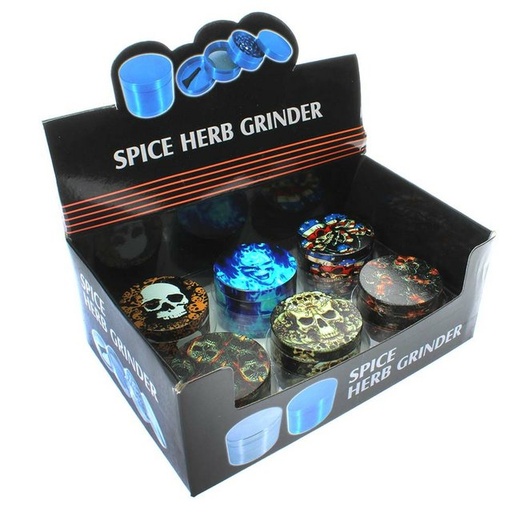 [INTREF01828] SPICE HERB GRINDER 4 PARTS ASSORTED DESIGN BOX OF 12
