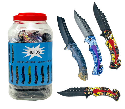 [INTREF01830] RAZOR TACTICAL SPRING ASSISTED FOLDING KNIVES 48CT JAR
