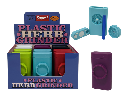 [INTREF01877] SUPREB PLASTIC HERB GRINDER & DUGOUT BOX OF 12