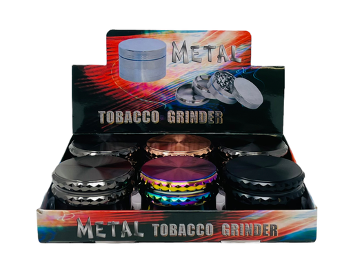 [INTREF01924] TOBACCO GRINDER 4 PARTS MIX COLOR PLAIN ZINC FINSH #TG4-65FCS-PLN1 BOX OF 6