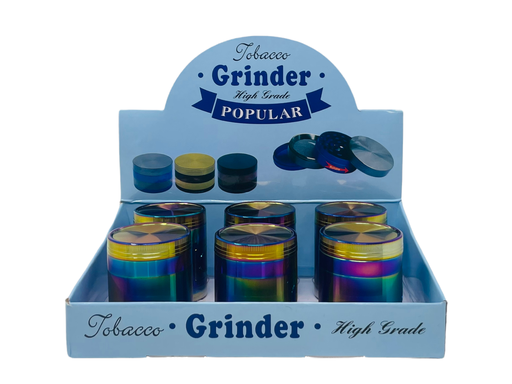 [INTREF01927] TOBACCO GRINDER 4 PARTS PLAIN RAINBOW #TG4-52ARC-BOX BOX OF 6