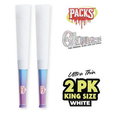 [GLON-15884] GLONES X PACKS KING SIZE GLASS TIP PRE-ROLLED CONES 2CT BOX OF 12 (ULTRA THIN)
