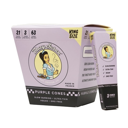 [BLAZ-08199] BLAZY SUSAN KING SIZE PURPLE CONES 3CT BOX OF 21
