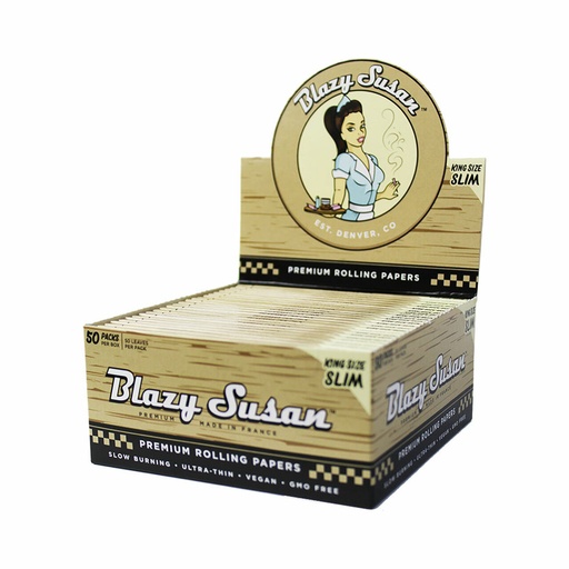 [INTREF05624] BLAZY SUSAN UNBLEACHED KING SIZE SLIM DELUX ROLLING KIT PAPERS BOX OF 20