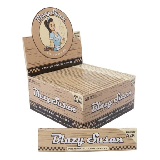 [INTREF05625] BLAZY SUSAN UNBLEACHED KING SIZE SLIM ROLLING PAPERS BOX OF 50