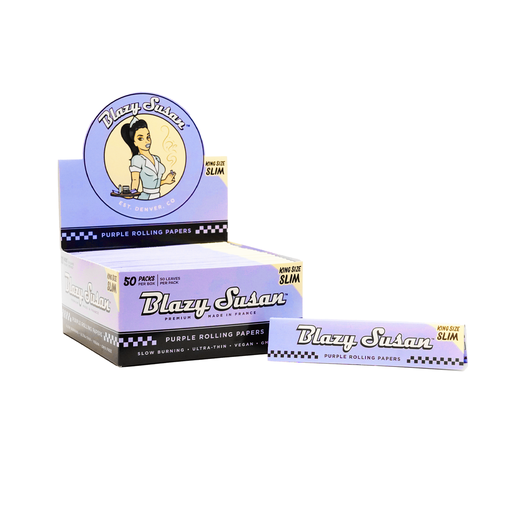 [BLAZ-09467] BLAZY SUSAN KING SIZE SLIM PURPLE ROLLING PAPERS BOX OF 50