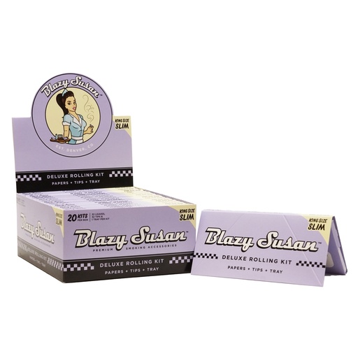 [BLAZ-09490] BLAZY SUSAN KING SIZE SLIM PURPLE DELUXE ROLLING KIT PAPERS BOX OF 20