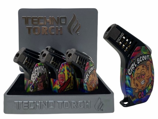 [ITM020421017206] TECHNO TORCH CANNABIS STRAIN 1 SLANT TORCH LIGHTER #12156CS2 BOX OF 9