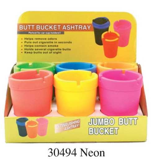 [ITM031121021474] BUTT BUCKET NEON CAR ASHTRAY #30494 BOX OF 6