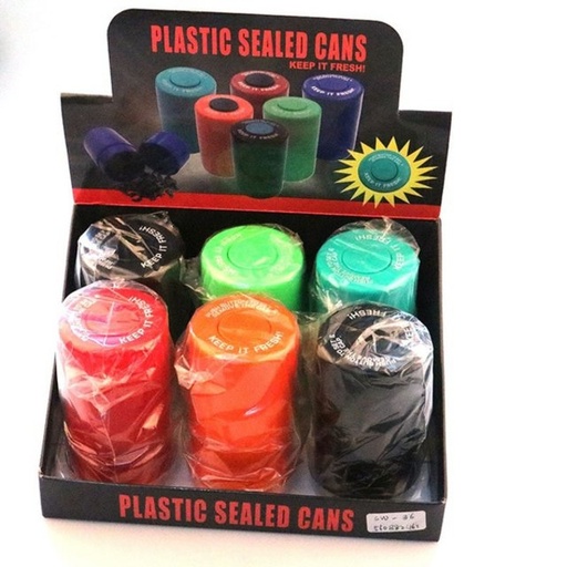[ITM031121021478] PLASTIC SEALED CANS ASSORTED COLORS #GS30501 BOX OF 12
