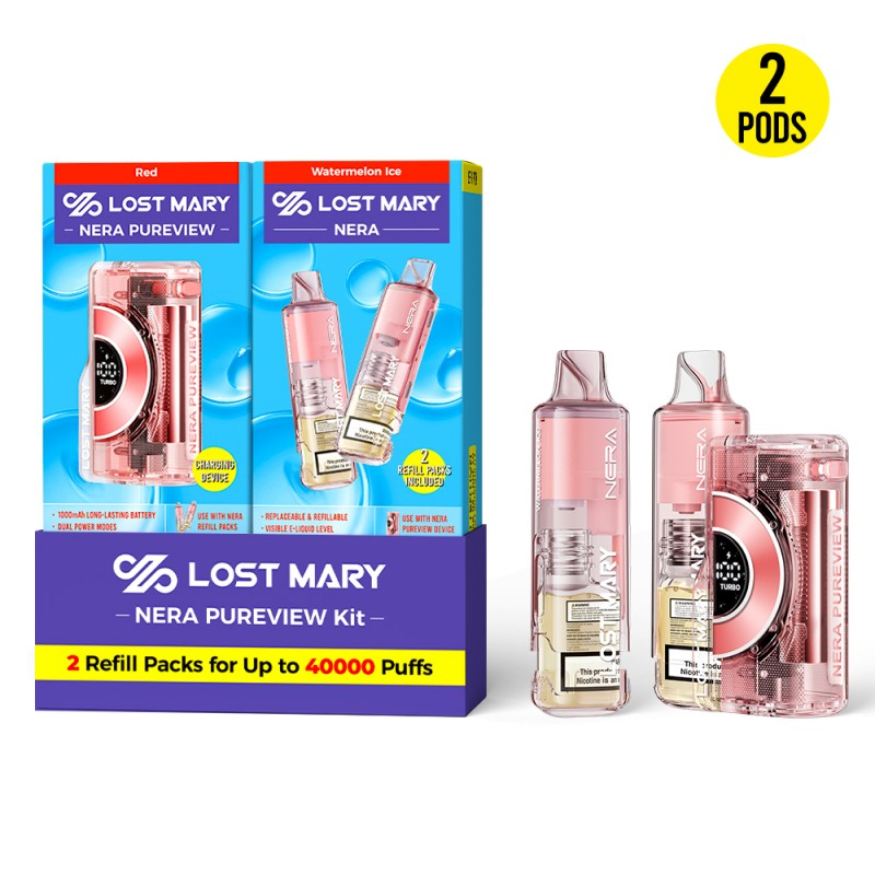 LOST MARY NERA PUREVIEW 40K 5% DISPOSABLE KIT (DEVICE + 2CT REFILL PACK BUNDLE)