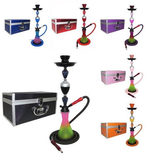 [ITM060720011118] TANYA CLEAR SKY 2 HOSE HOOKAH CASE ASSORTED COLORS