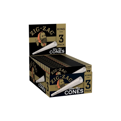 [ITM060720011320] ZIG ZAG KINGSIZE ULTRA THIN CONES 3CT BOX OF 24