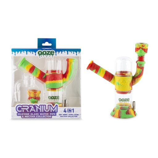 [INTREF03311] OOZE CRANIUM 4 IN 1 SILICONE GLASS WATER PIPE (RASTA)