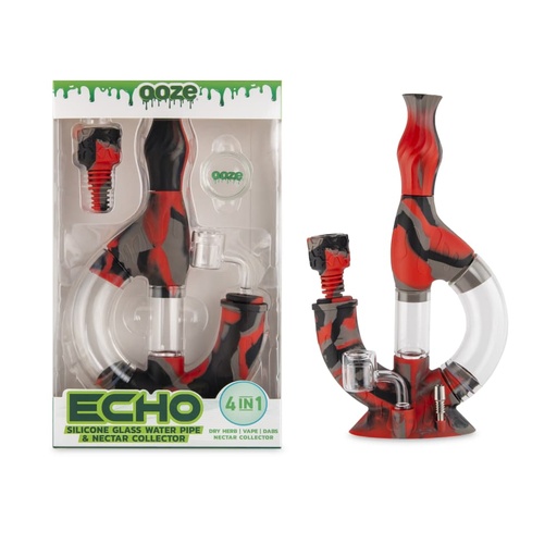 [INTREF03341] OOZE ECHO 4 IN 1 SILICONE GLASS WATER PIPE & NECTAR COLLECTOR (AFTER MIDNIGHT)