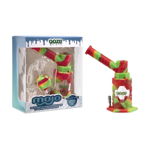 [INTREF03417] OOZE MOJO 4 IN 1 SILICONE WATER PIPE & NECTAR COLLECTOR (RASTA)