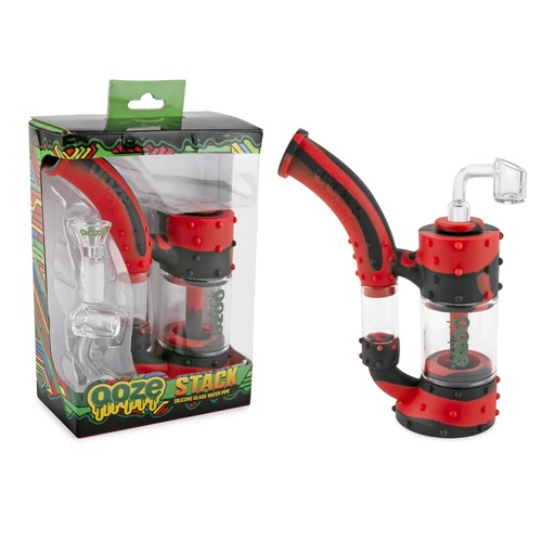[INTREF03441] OOZE STACK SILICONE WATER PIPE (BLACK RED)
