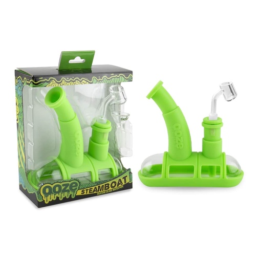 [INTREF03444] OOZE STEAMBOAT SILICONE GLASS WATER PIPE (GREEN)