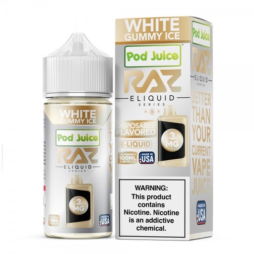 [POD -27040] POD JUICE X RAZ SYNTHETIC NICOTINE 100ML (WHITE GUMMY ICE, 3MG)