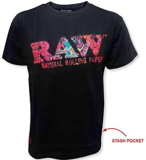 [ITM101221022108] RAW BLACK SHIRT GHOST SHRIMP DESIGN WITH SIDE ZIPPER POCKET #22130 (LARGE)