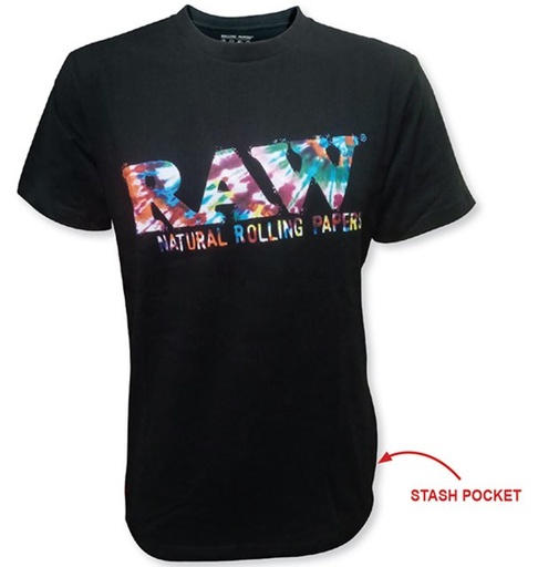 [RAW-02195] RAW BLACK SHIRT TIE DYE DESIGN WITH SIDE ZIPPER POCKET #22119 (LARGE)