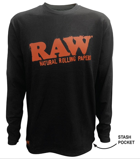 [RAW-02158] RAW BLACK WITH RED LOGO LONG SLEEVE SHIRT #22124 (LARGE)