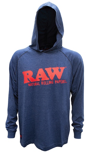 [RAW-02223] RAW BLUE LIGHTWEIGHT HOODIE WITH RED LOGO #22070E (LARGE)