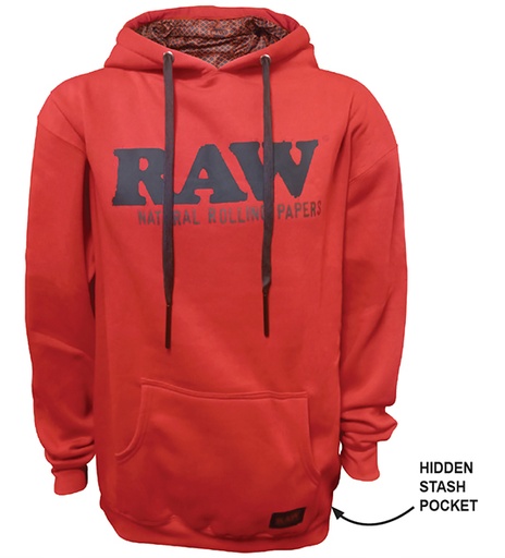 [INTREF03663] RAW RED COTTON HOODIE WITH BLACK LOGO #22153 (LARGE)