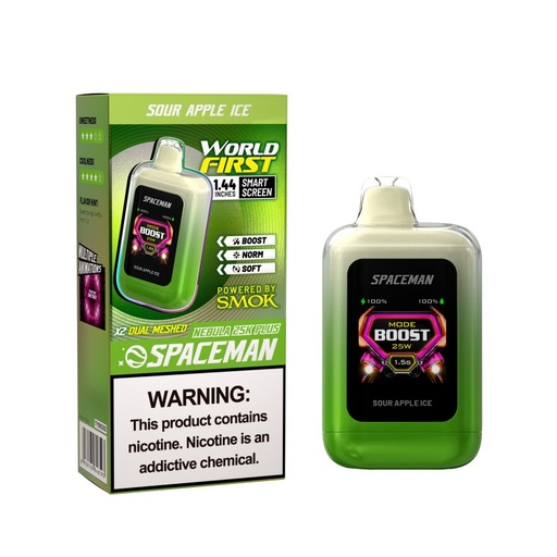 [SPAC-25592] SPACEMAN NEBULA 25K PLUS 5% DISPOSABLE BOX OF 5 (SOUR APPLE ICE)