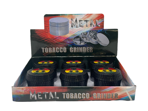 [ITM200122022729] TOBACCO GRINDER (3 PARTS RASTA SKULL DESIGN #TG4-58BK-SK BOX OF 6)