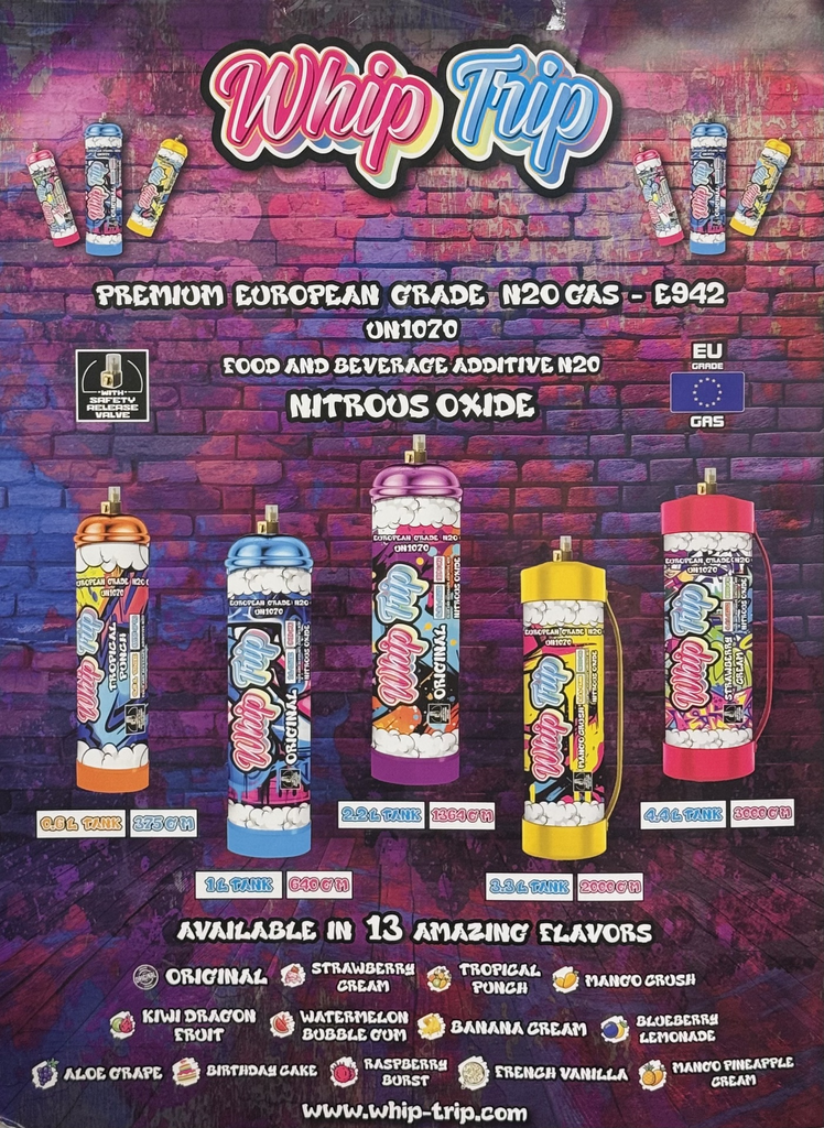 WHIP TRIP NITROUS OXIDE CREAM CHARGER 640G BOX OF 6