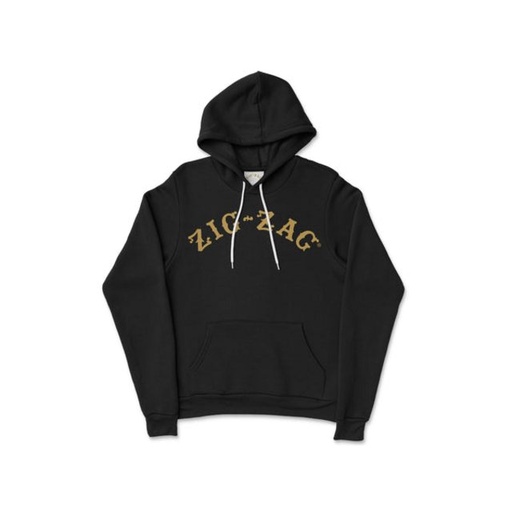 [ZIG -08534] ZIG ZAG BLACK WITH GOLD LOGO HOODIE (LARGE)