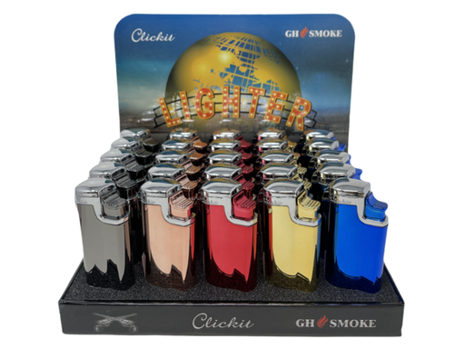 [ITM120720012310] MULTI COLOR SHINY QUAD TORCH LIGHTER w/CIGAR PUNCHER GH-10879 BOX OF 25