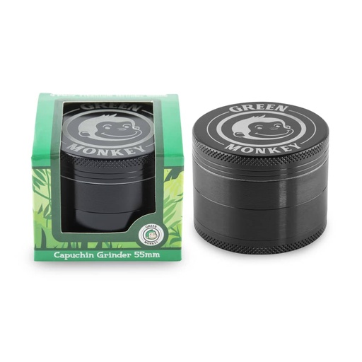 [INTREF04998] GREEN MONKEY CAPUCHIN GRINDER 55MM (BLACK)