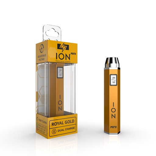 [ION -21900] ION MINI BATTERY 510 THREAD 500MAH DUAL CHARGE (ROYAL GOLD)