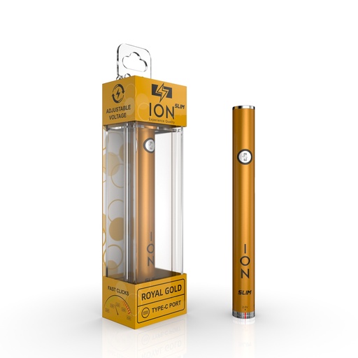 [ION -21888] ION SLIM BATTERY 510 THREAD 320MAH ADJUSTABLE VOLTAGE (ROYAL GOLD)