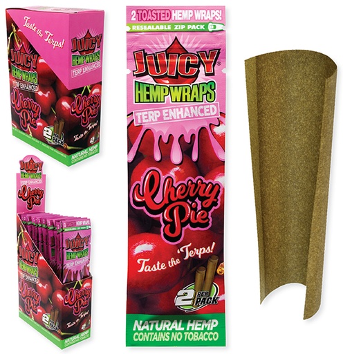 [INTREF03020] JUICY HEMP WRAPS TERP ENHANCED 2CT BOX OF 25 (CHERRY PIE)