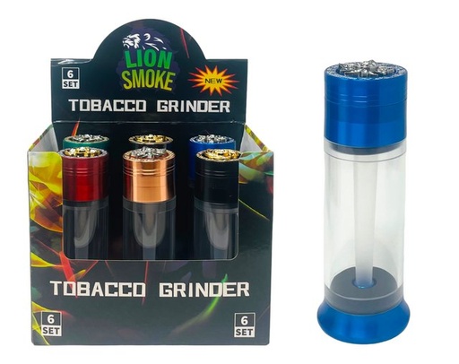 [LION-07259] LION SMOKE 5 PARTS TOBACCO GRINDER + CONE FILLER EMBLEM ON TOP #LS44163 BOX OF 6