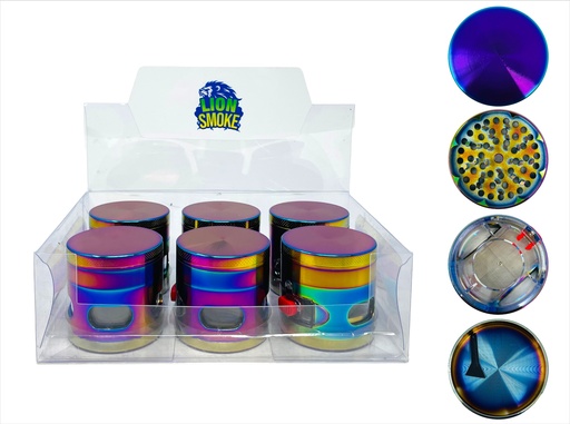 [LION-09113] LION SMOKE 4 PARTS TOBACCO GRINDER ZNG768 BOX OF 6