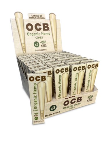 [OCB-03586] OCB ORGANIC HEMP KING UNBLEACHED CONE 3CT BOX OF 32