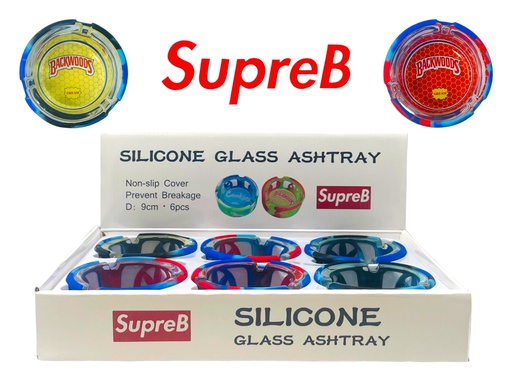 [SILI-07282] SUPREB SILICONE GLASS ASHTRAY 6CT